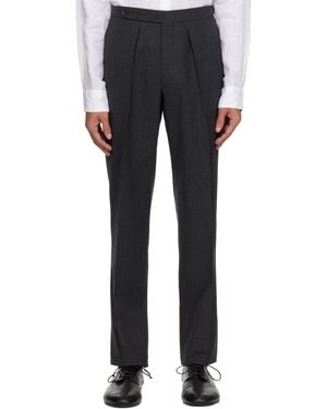 Drake's Tropical Wool Single Pleat Trousers - Black