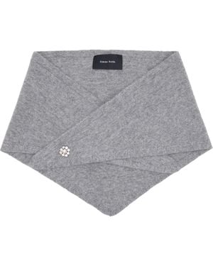 Simone Rocha Embellished Cashmere Neckerchief Scarf - Grey