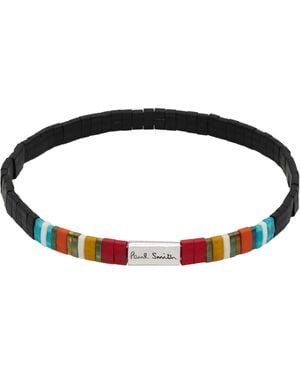 Paul Smith Stripe Flat Bead Bracelet - Black