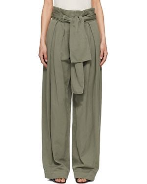Balmain Twill High-Waisted Trousers - Green