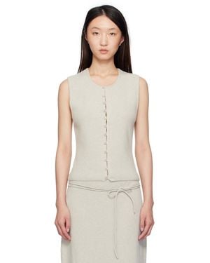 LE17SEPTEMBRE Button Down Knit Tank Top - Grey