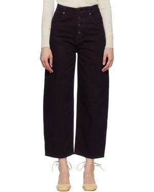 MM6 by Maison Martin Margiela バーガンディ バレルレッグ ジーンズ - ブラック