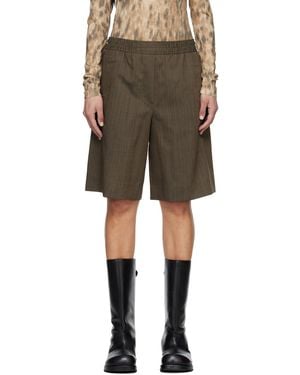 Ganni Light Wool Melange Boxer Shorts - Black