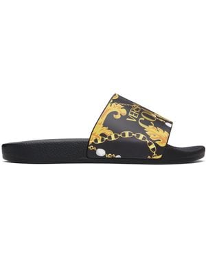 Versace Jeans Couture Shelly Chain Couture Pool Slides - Black