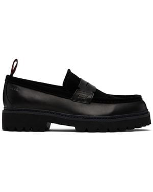 HUGO Leather & Suede Loafers - Black