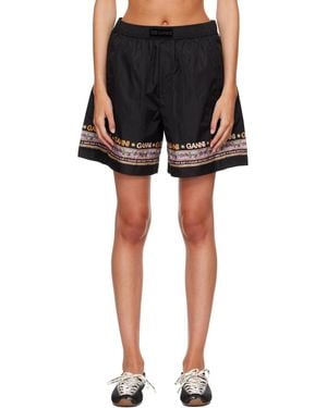 Ganni Printed Flyweight Nylon Boxer Shorts - Black