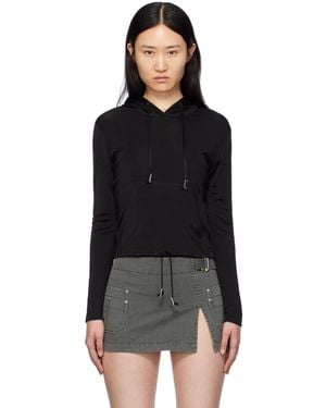 Dion Lee Lustrous Shrunken Hoodie - Black