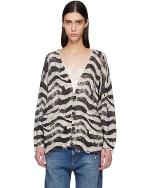 R13 Off- & Printed Oversized Cardigan - Black