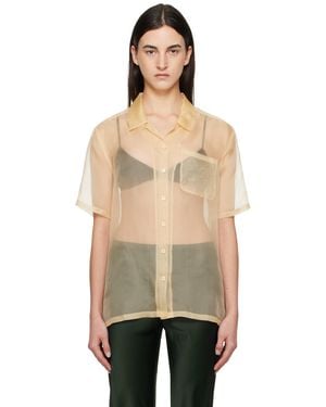SILK LAUNDRY ベージュ オーガンザ キャンプシャツ - ブラック