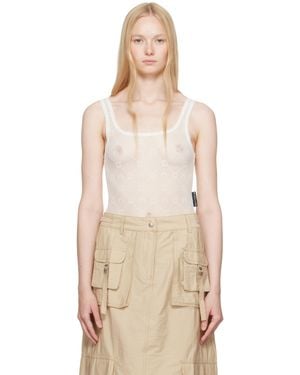 Marine Serre Recycled Mesh Flock Bodysuit - Natural