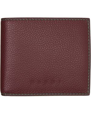 Marni Burgundy Contrast Stitching Leather Bifold Wallet - Purple