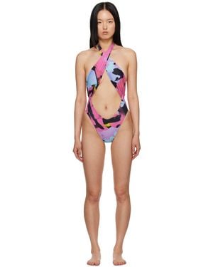 Miaou Multicolor Demi One-piece Swimsuit - Black