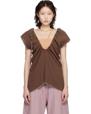 Baserange Crinkle Linen Max Blouse - Brown
