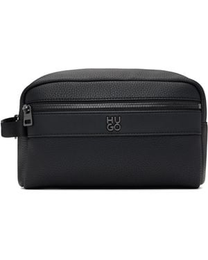 HUGO Polished Logo Wash Pouch - Black