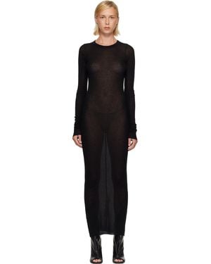 Rick Owens Tower Rib Ls Midi Dress - Black