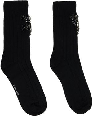 Simone Rocha Embellished Rose Ankle Socks - Black