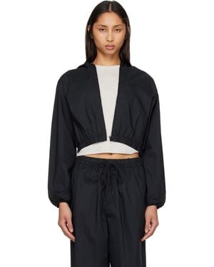 Skims Woven Cotton Cropped Zip Up Jacket - Black