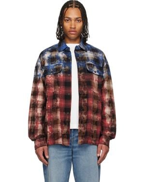 Palm Angels Curved Logo Check Shirt - Blue