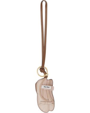 Miu Miu Miu Ballet Leather Trick Keychain - Black