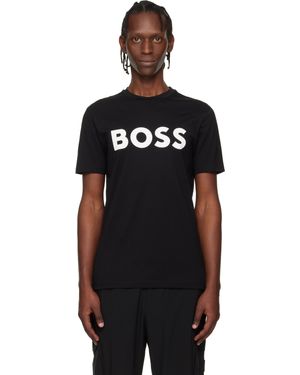 BOSS T-Shirt Noir En Jersey De Coton À Gros Logo Imprimé