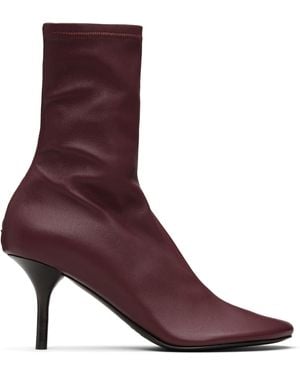 Acne Studios Burgundy Leather Ankle Boots - Purple