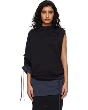 Y-3 Dip Dye Cinched Drape T-Shirt - Black