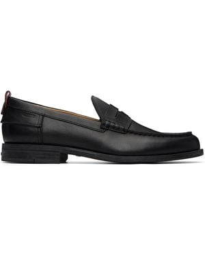 HUGO Leather Penny Trim Loafers - Black