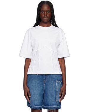 Ganni ホワイト Tie Back コットン Tシャツ