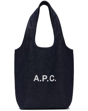 A.P.C. ネイビー スモール Ninon トートバッグ - ブルー