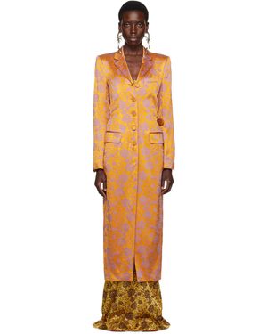 Dries Van Noten オレンジ ジャカード コート - ブラック