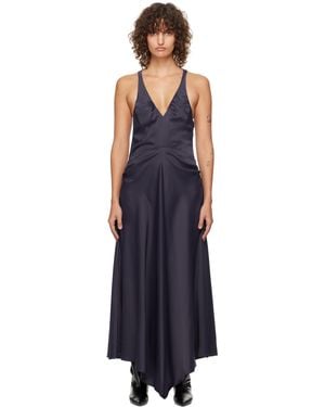 Victoria Beckham Gathered Racer Back Midi Dress - Black