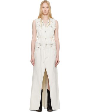 MM6 by Maison Martin Margiela オフホワイト コンバーチブル デニム マキシワンピース - ブラック
