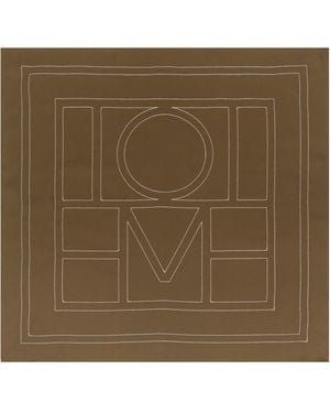 TOTEME Khaki Embroidered Monogram Silk Scarf - Green
