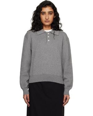 DUNST Cashmere Collared Polo - Grey