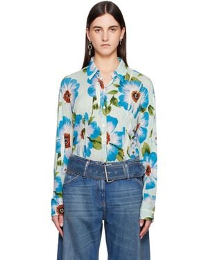 Acne Studios ブルー ボタンアップ プリントシャツ