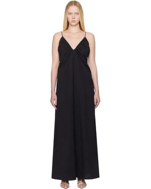 Rohe Hammered Silk V-Neck Strap Maxi Dress - Black