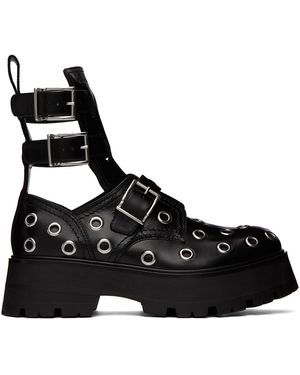 McQueen アイレット ブーツ - ブラック