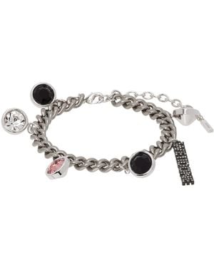 we11done Crystal Stone Charm Bracelet - Black