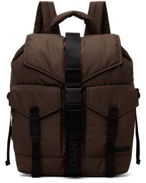 Ganni Burgundy Tech Backpack - Black