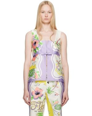 Anna Sui Off- Florida Sleeveless Bow Top - Multicolour