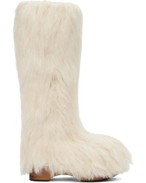 Acne Studios オフホワイト Furry Clog ブーツ - ナチュラル