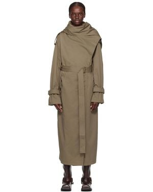 Acne Studios Beige Scarf Collar Trench Coat - Black