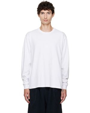 Les Tien Heavyweight Binded Neck Classic Long Sleeve T-Shirt - White