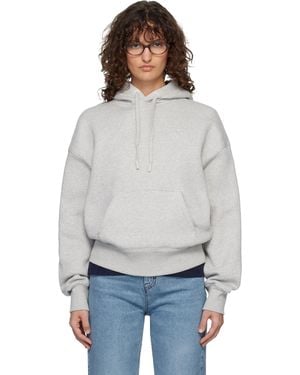 Ami Paris Cotton Embossed Ami De Coeur Hoodie - Gray