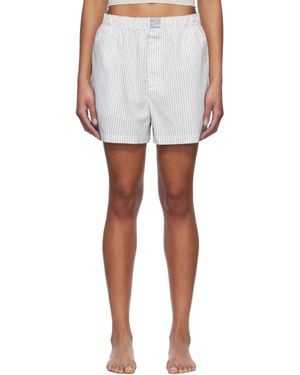 Skims ホワイト＆ブルー Cotton Poplin ボクサー