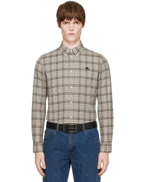 Burberry Relaxed Fit Check Cotton Shirt - Gray