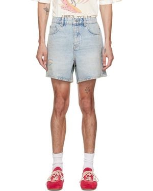 Represent 'Busy Doing Nothing' Denim Shorts - Blue