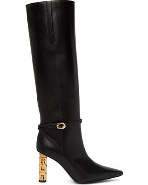 Givenchy Sculpted Heel Leather High Boot For By - Black