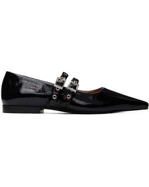 Ganni Eyelets フラットシューズ - ブラック