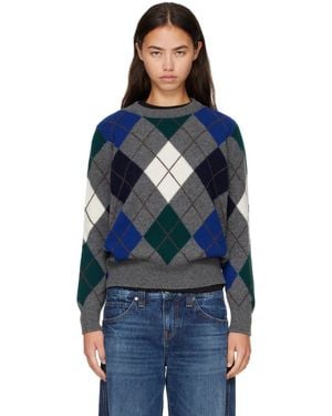 &Daughter Ava Argyle Crewneck Jumper - Blue